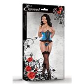 Cupless Korset & String - Turquoise Small