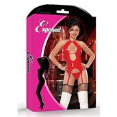 Double Keyhole Merry Widow Body & G-string Rood S/M